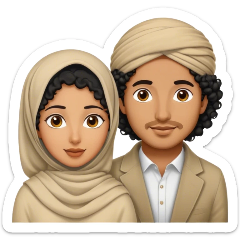 à black curly hair husband and a bengali hijabi wife  sticker