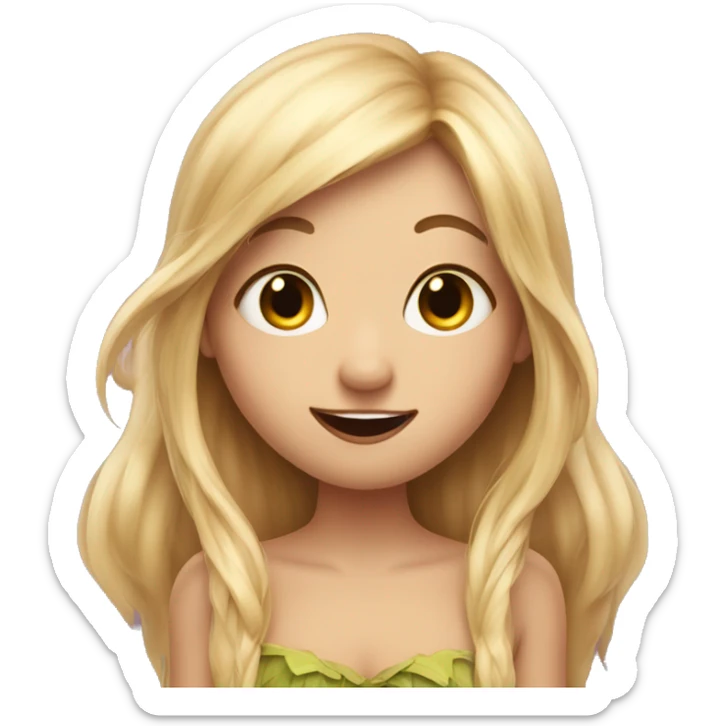a pretty fairy, with long hair, and lashes, sticking out her tongue sticker