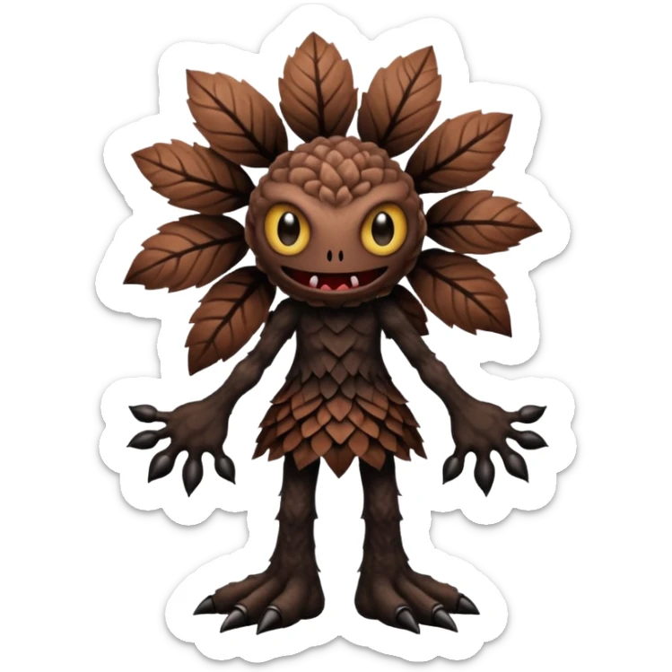 A flower like a monster with arms and legs, the body is a little bit black and the another bit brown like a demogorgon sticker