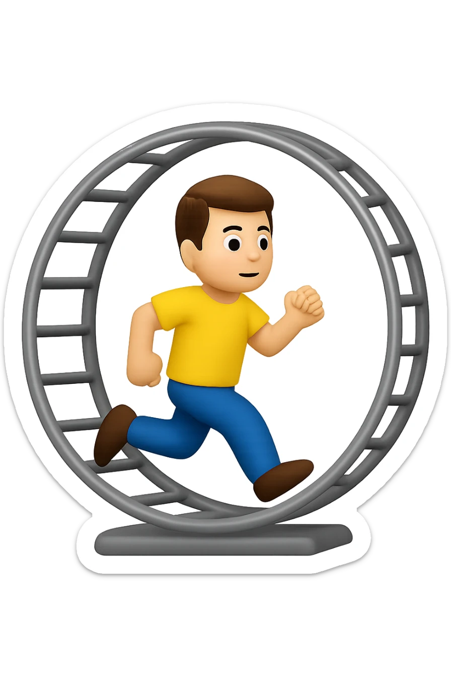 Uomo che corre dentro la ruota del criceto emoji style iphone  sticker