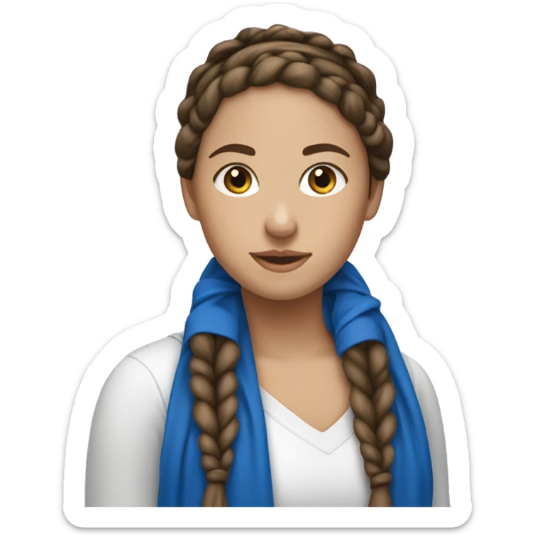 Brunette girl with French braids and blue bandana around the neck sticker