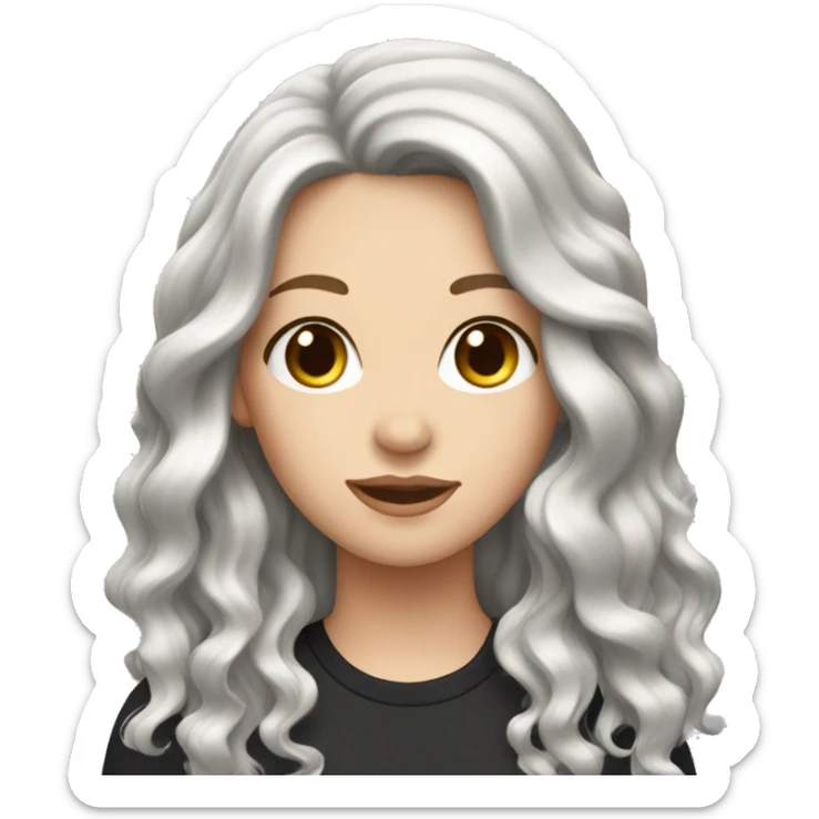 White girl with long black wavy hair sticker