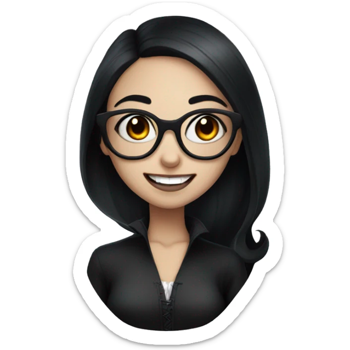 Lovely Vampire girl with white teeth and glasses and black hair and black eyes  sticker