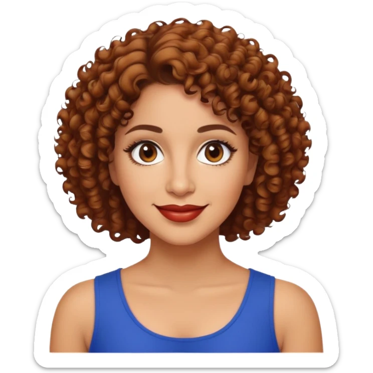 Puerto Rican actress Marian Pabón with short curly hair, expressive eyes, warm smile, middle-aged Latina woman sticker