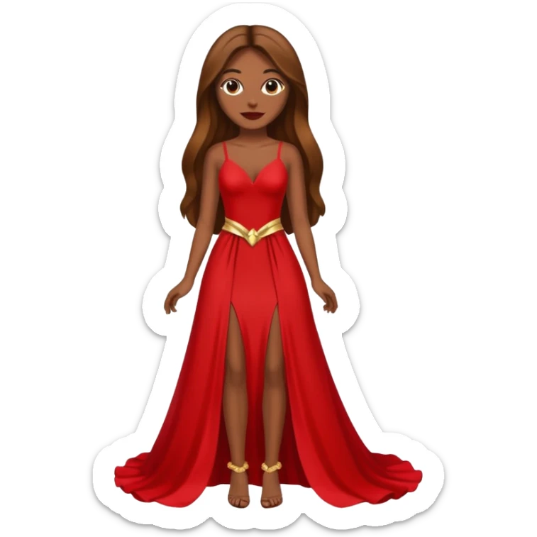 woman brown skin long hair red holiday gown full body sticker