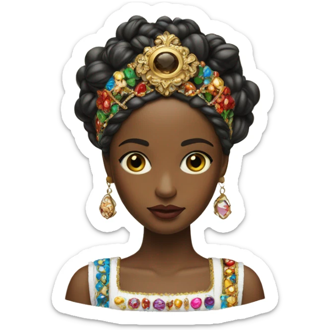 Dolce and Gabbana girl with headband with colourful ornament and golden detais  sticker