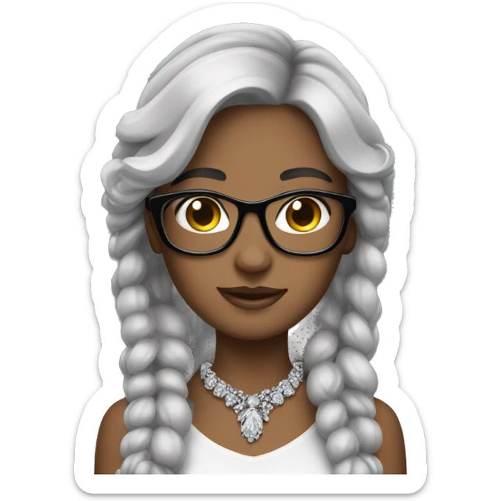 girl with jewelry make skin a bit lighter and hair gray add glasses  sticker