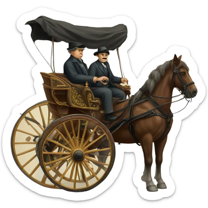 a man sits in a horse-drawn carriage from Russia in the 19th century sticker