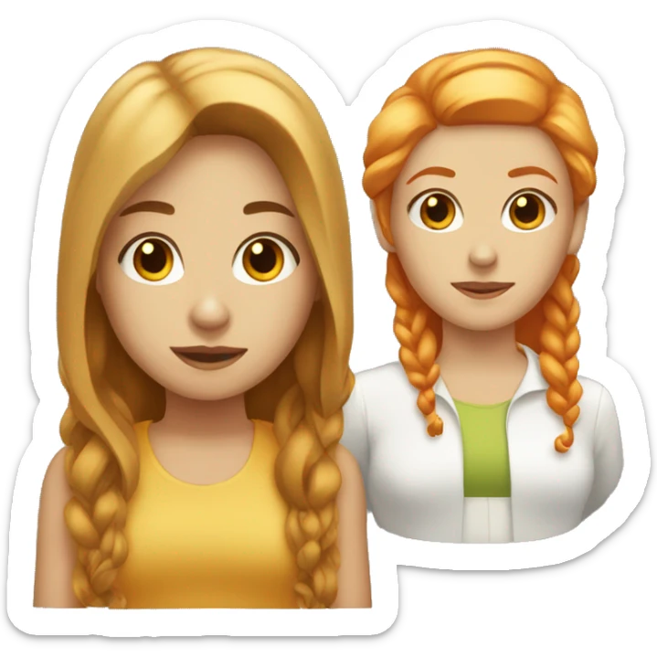 "Two girls, one with blonde hair and the other with red hair." sticker