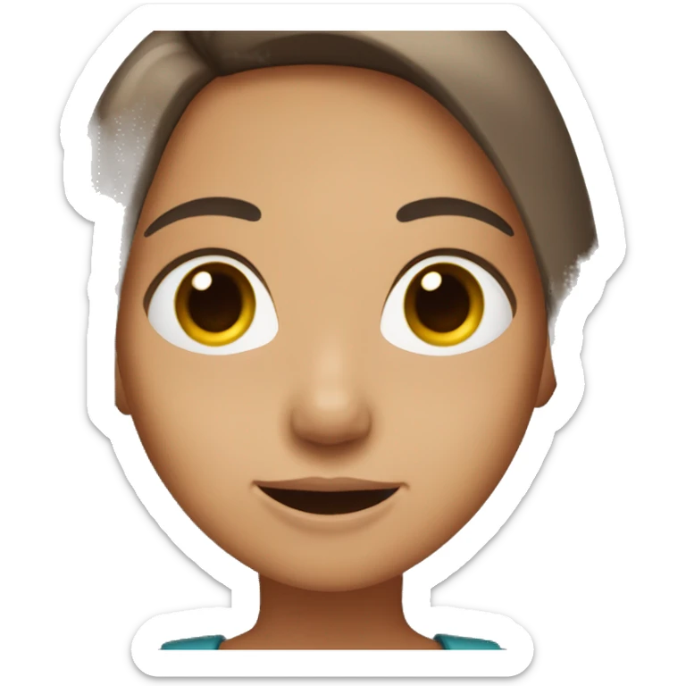 girl with straight long brown hair, brown eyes singing sticker