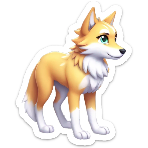 Anthro Colorful Shiny Fionbri-Falvie-sparkle-wolf-sona with shiny markings full body sticker