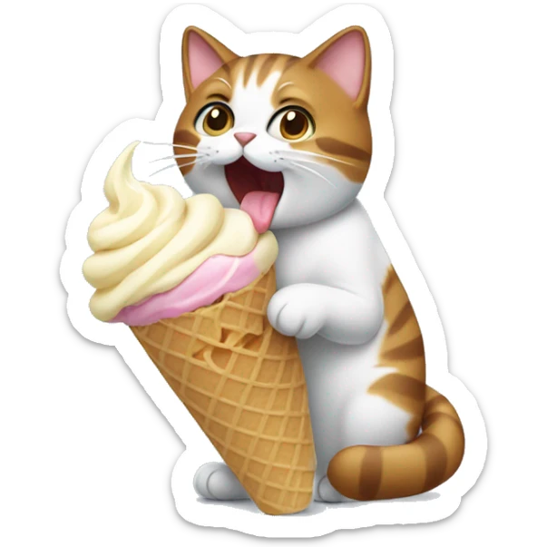 Cat eating ice cream sticker
