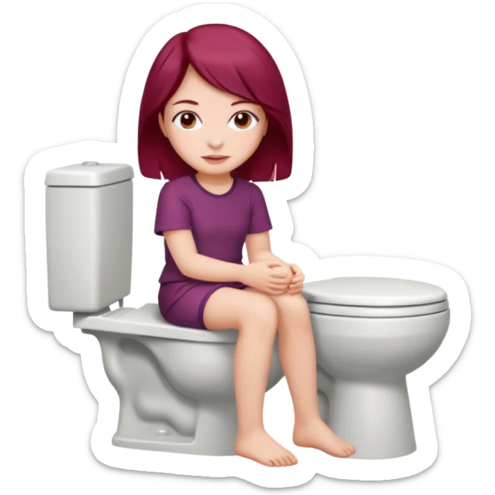 Beautiful burgundy haired girl sitting on the toilet sticker