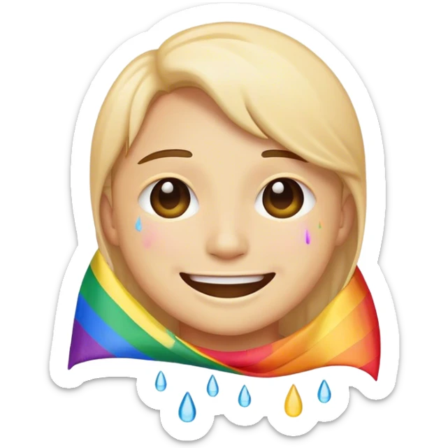 Smiling emoji with lgbtq flag and crying of happiness  sticker