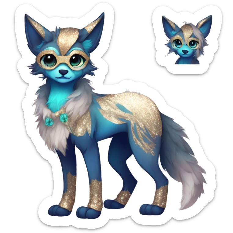 Cool cute Kawaii edgy fantasy animal sparkle fursona Fionbri by griffsnuff & LiLaiRa & Falvie full body sticker