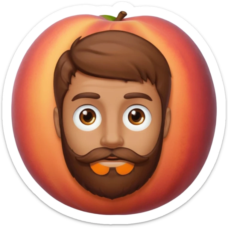 Créer emoji de un homme derrière une pêche avec un lit homme brun avec une barbe  sticker