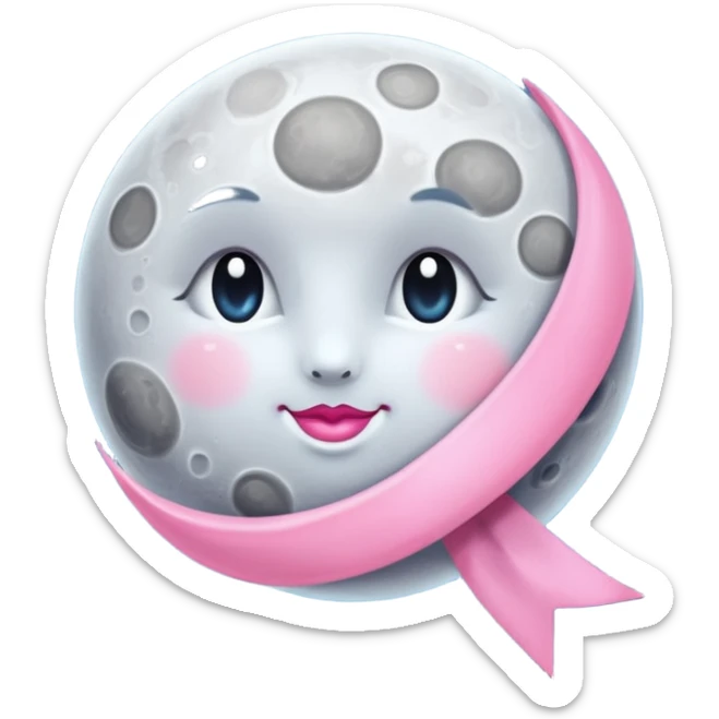🌕🎀 this emoji ribbon set on the moon's head and don't change ribbon color sticker