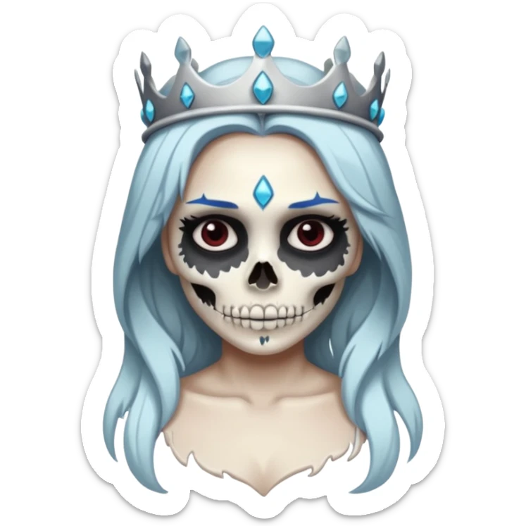 An attractive Alaskan princess, full body, facing to the right. In the style of your bleeding skull art. Full body facing in the right side of the screen sticker