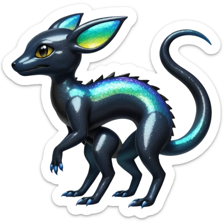Sparkly Iridescent Shiny Salandit-Umbreon-Fakémon-hybrid-creature (full body)  sticker