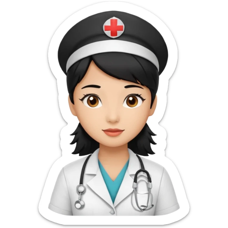 fresh grad nurse brown eyes southeast asian tan skin black hair sticker