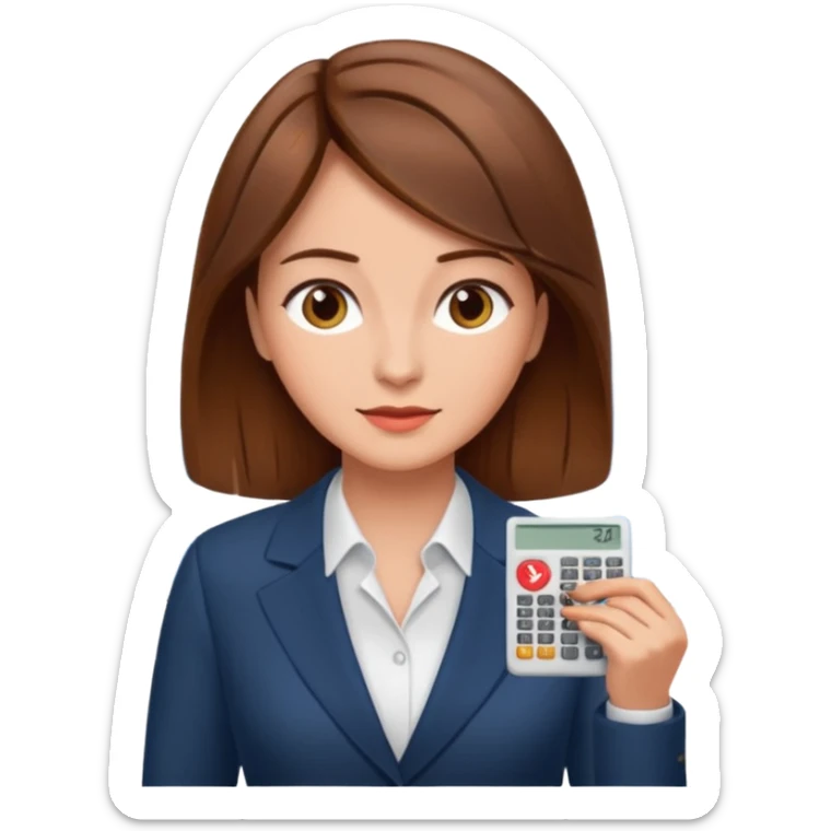 economist woman, brown hair, finance chart sticker