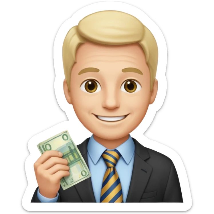 AN UNCLE with a tie in business clothes and with euro money
 sticker