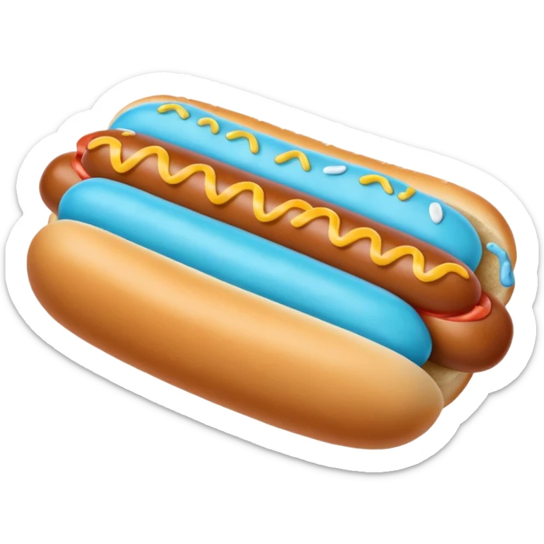 a blue hotdog bun with a minty colored hotdog in the middle of it sticker