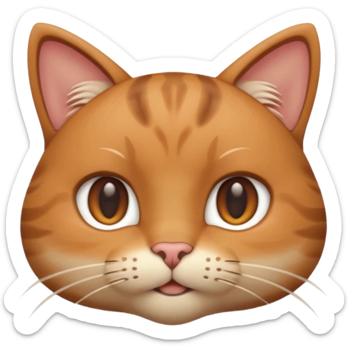 A 3D cartoon close-up of a cat’s face showing detailed whiskers, soft fur texture, warm lighting, shallow depth of field, realistic Memoji-style rendering. sticker