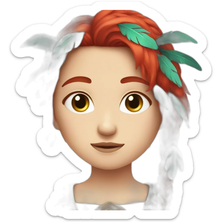 quetzalcuoatl red hairs, blue eye , white skin girl sticker