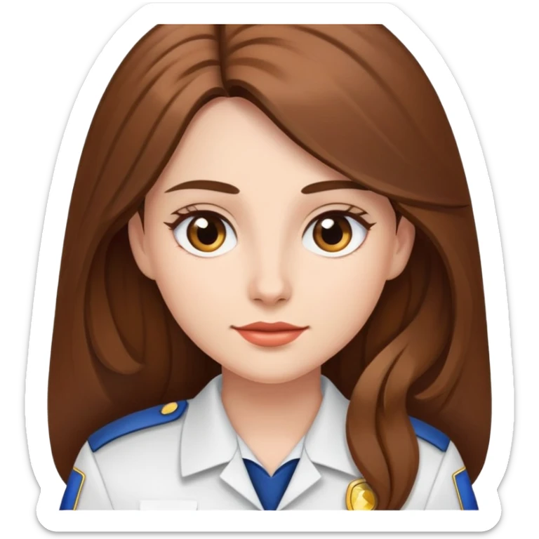 A beautician woman with fair skin with long brown hair sticker