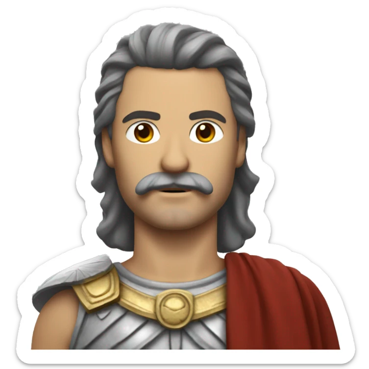 white man with a mustache and mullet hairstyle in an ancient roman warrior outfit sticker
