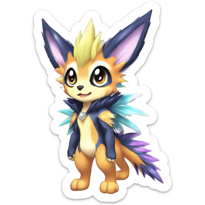 Anthro Scalie Spiky Cool Edgy Magical Shiny Colorful Pastel Sparkle Kemono-style Chibi Fantasy-Animal-Fakémon-Pokémon-Hybrid Fur Sona Aesthetic Full Body sticker