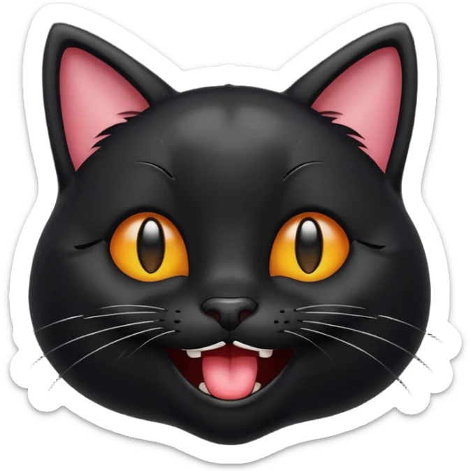emoji de gato negro riéndose con lagrimas de risa y ojos entrecerrados😹 sticker
