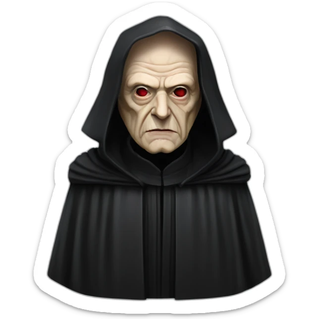 Emperor Shiev Palpatine (scarred and deformed, black hood, robe) Star Wars The return of the jedi sticker