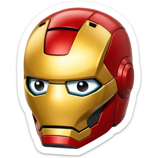 Iron Man emoji, red and gold helmet, simple and bold, apple style emoji sticker