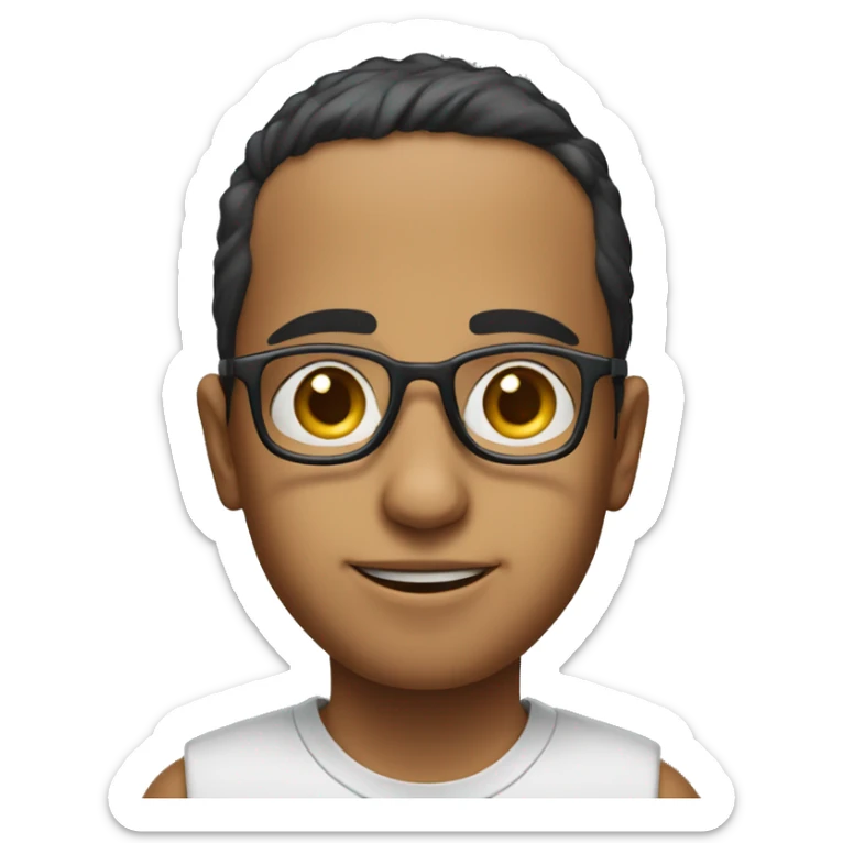 a token of an Arab boy wearing glasses with a degrader sticker