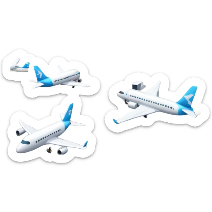 A 3D cartoon airport terminal building with glass windows and airplanes nearby, clean lighting, Memoji-style rendering. sticker