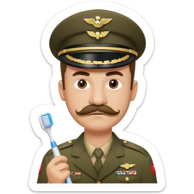 Hitler emoji in military dress and toothbrush mustache  sticker