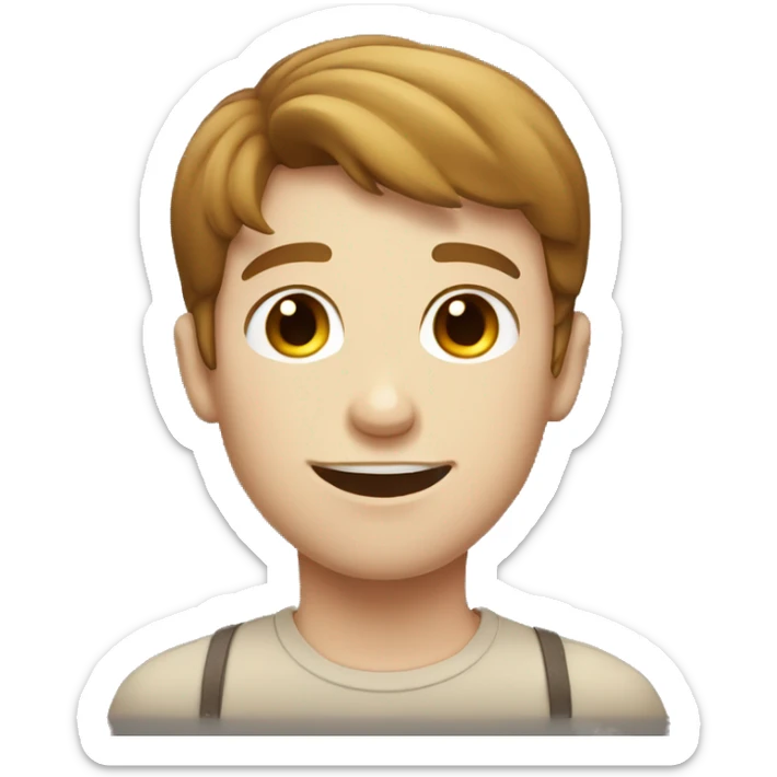 Smiley male with short brown hair and a pale complexion with a few freckles.  sticker