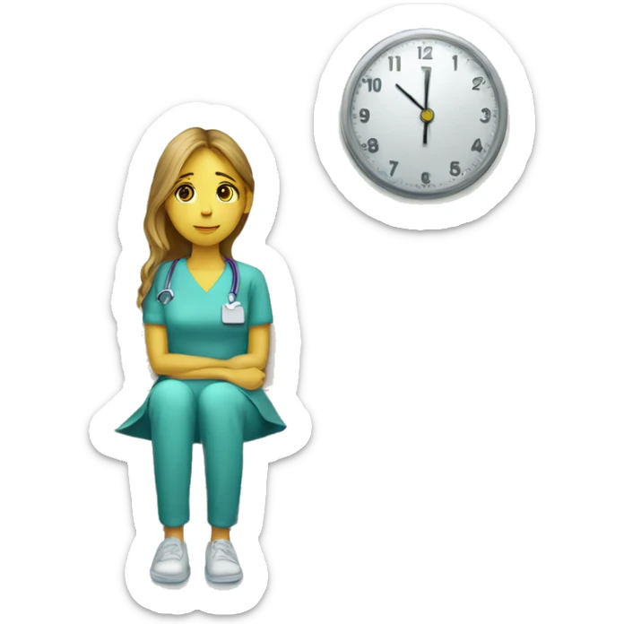 Patience girl in the waitin room of a hospital sticker