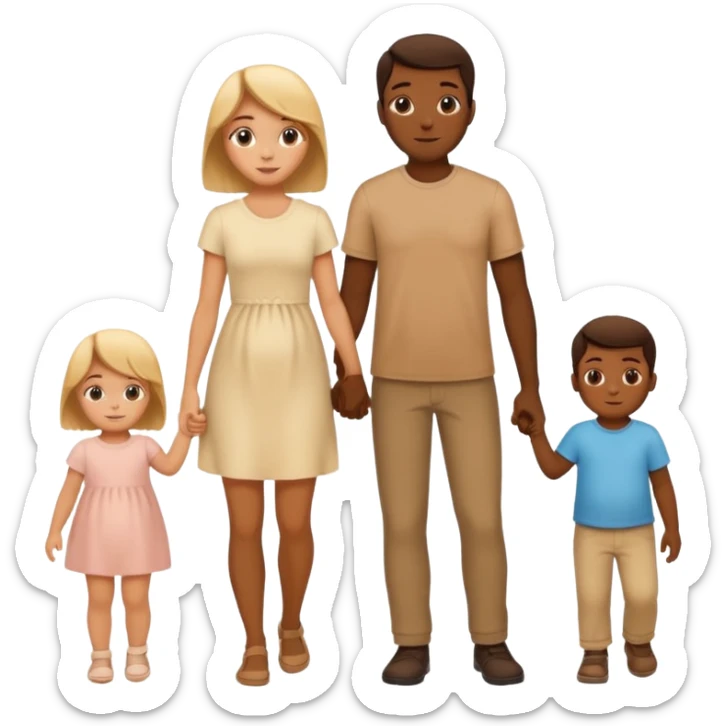 silhouette family with mom dad teenage daughter toddler son and baby.  sticker