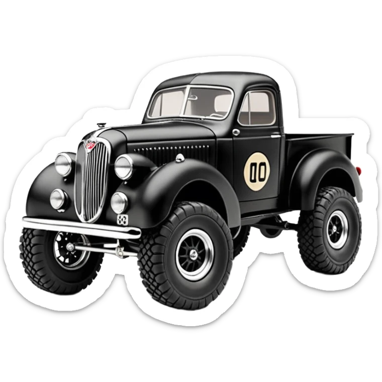 1:10 off-road lcg short wheelbase jumping Basher CatWoman’s 1954 blackened tarnished hotrod ford jaguar rc pickup (extra wide low-profile rock climbing tires without fenders) sticker