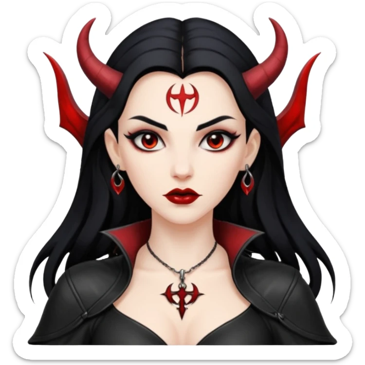 Lilith symbol seductress evil brow haired sexy succubus woman with leather on sticker