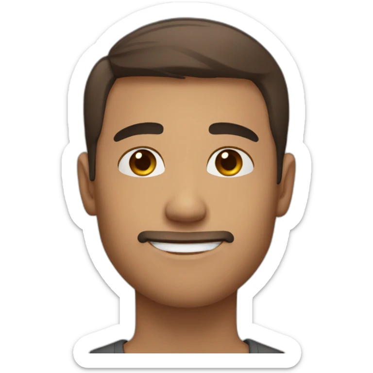 cute white man round face with dark brown fade haircut brown eyes sticker