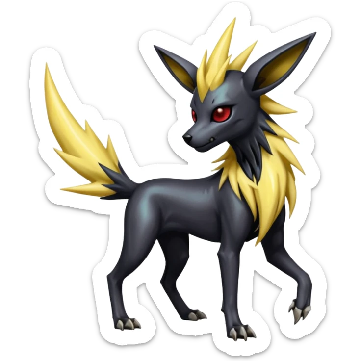 Skeletal Skinny Shiny Iridescent Dark Gloomy Edgy Gothic Cool Badass Jolteon-Houndoom-Manectric-fusion sticker
