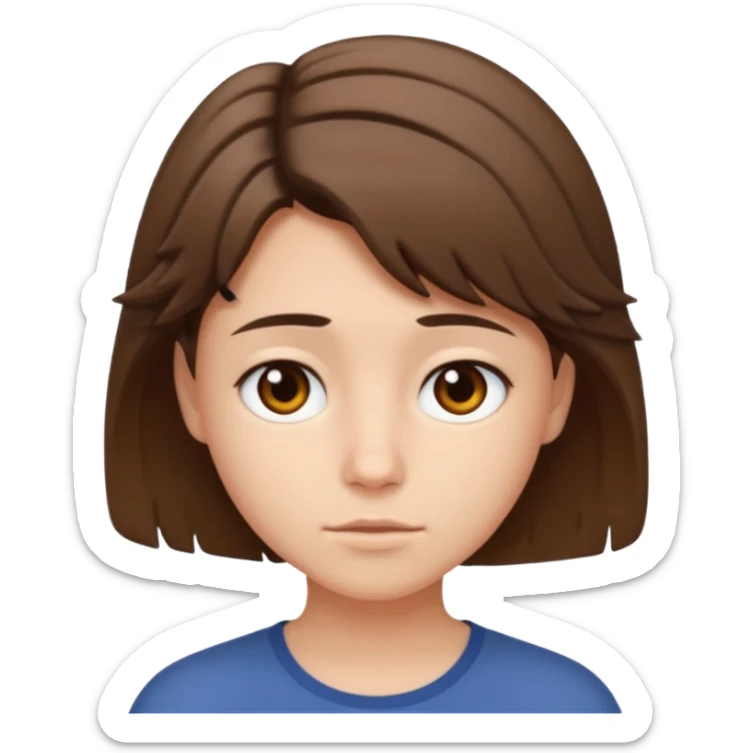 portrait of a young person with short tousled brown hair and neutral expression sticker