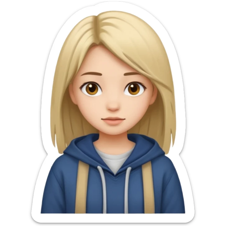 A pretty girl who has layered straight hair woth baggy clothing sticker