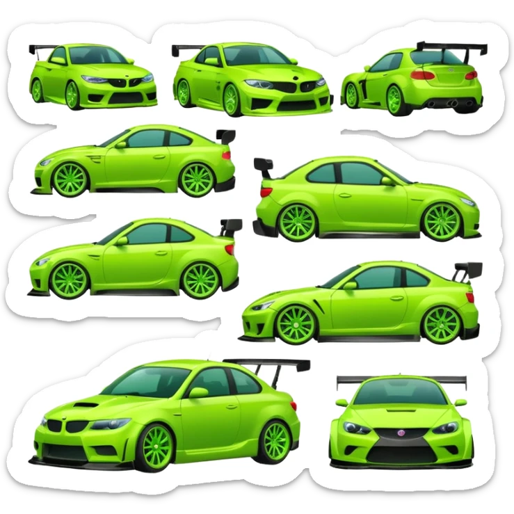 Emoji pack for R2 motorsport company, drift builds, motorsport parts, lime theme sticker