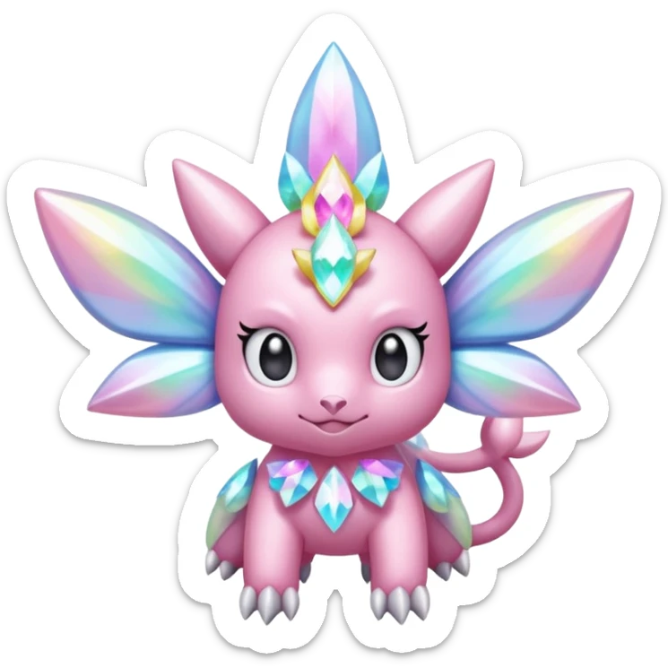 Shiny glittery pastel colorful iridescent Diancie-Palkia-Amaura-Aurorus-aesthetic-fusion sticker