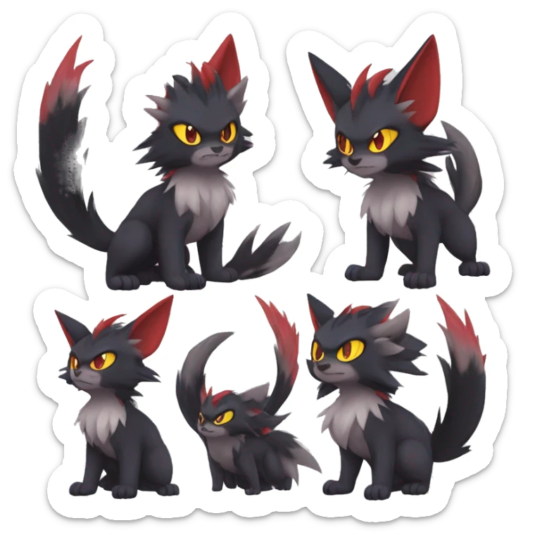  Kawaii Edgy Cool Beautiful Nargacuga-Noivern-Torracat-Litten-Zorua-Zoroark full body sticker